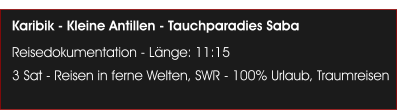 Karibik - Kleine Antillen - Tauchparadies Saba Reisedokumentation - L�nge: 11:15 3 Sat - Reisen in ferne Welten, SWR - 100% Urlaub, Traumreisen